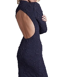 Jacquard Long-Sleeve Midi-Dress