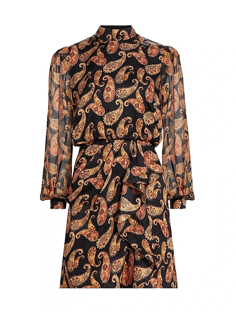 Isa Paisley Draped Minidress