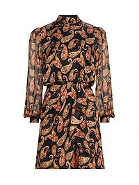 Isa Paisley Draped Minidress