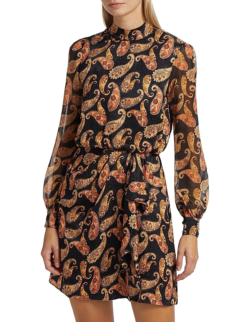 Isa Paisley Draped Minidress