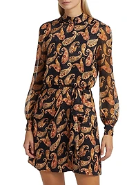 Isa Paisley Draped Minidress