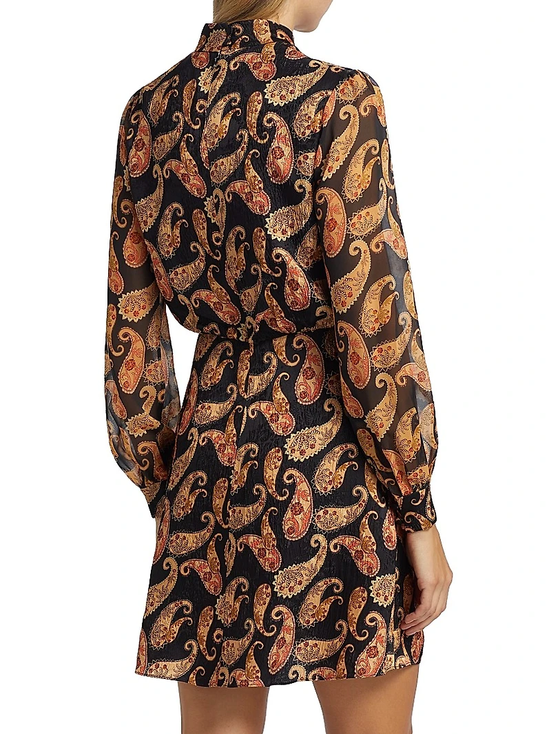 Isa Paisley Draped Minidress