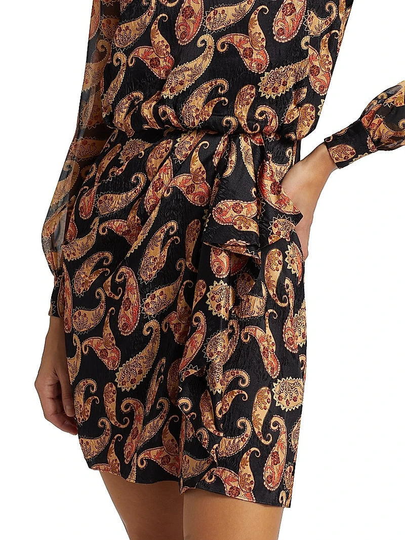 Isa Paisley Draped Minidress