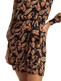 Isa Paisley Draped Minidress