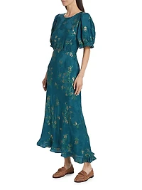 Vida Floral Silk-Blend Midi-Dress