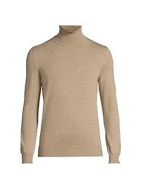 Basic Silk-Cashmere Turtleneck Top