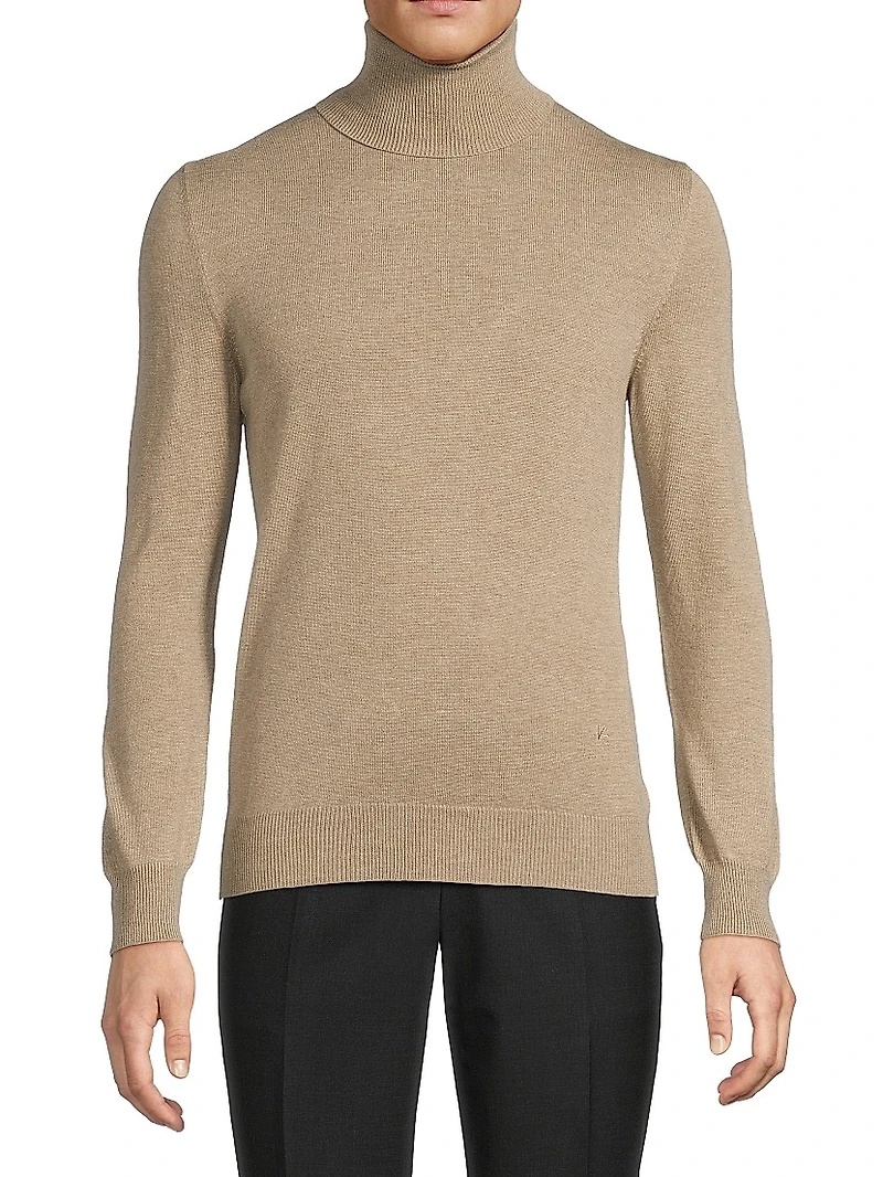 Basic Silk-Cashmere Turtleneck Top