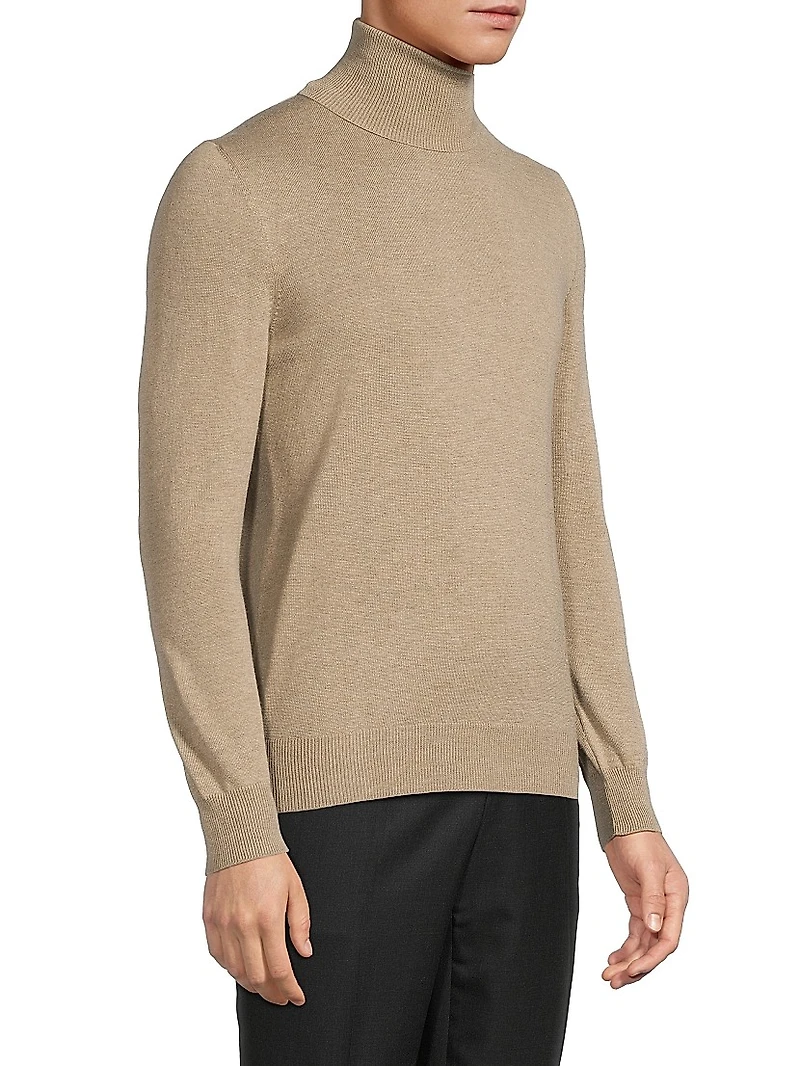 Basic Silk-Cashmere Turtleneck Top