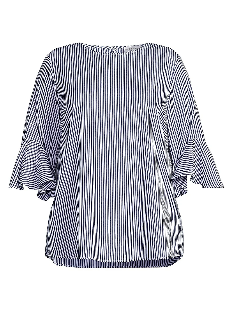 Plus Malena Striped Cotton Blouse