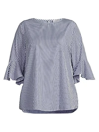 Plus Malena Striped Cotton Blouse