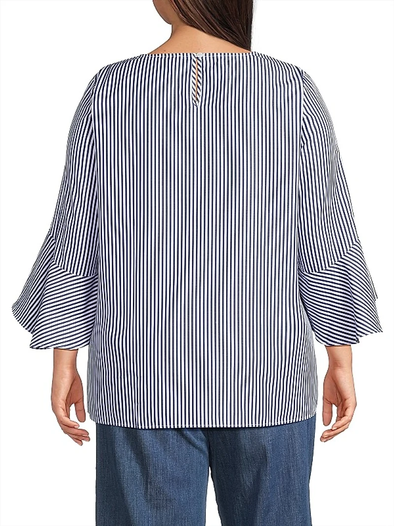 Plus Malena Striped Cotton Blouse