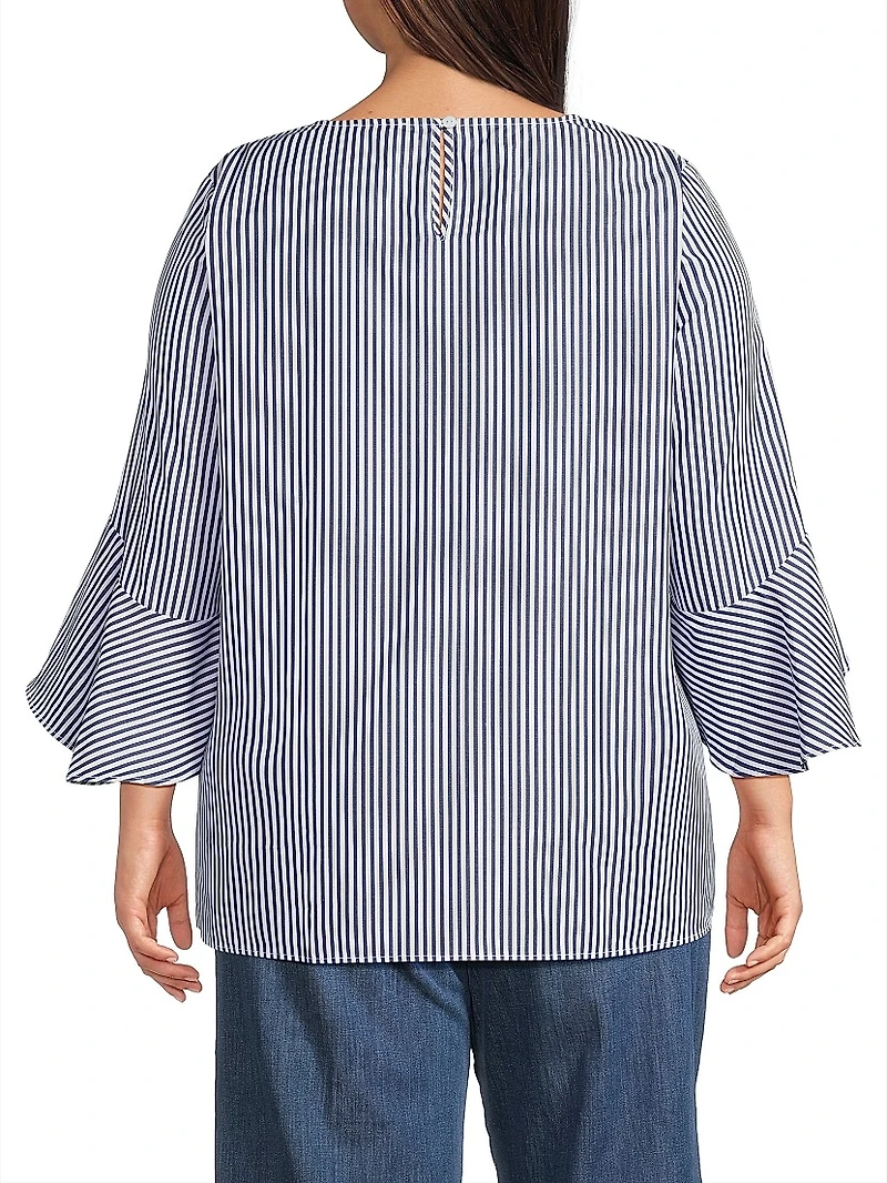 Plus Malena Striped Cotton Blouse