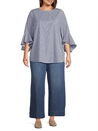 Plus Malena Striped Cotton Blouse