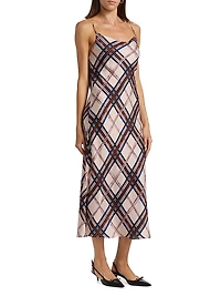The Kaia Plaid Cowlback Midi-Dress