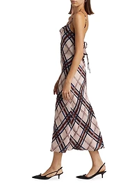 The Kaia Plaid Cowlback Midi-Dress