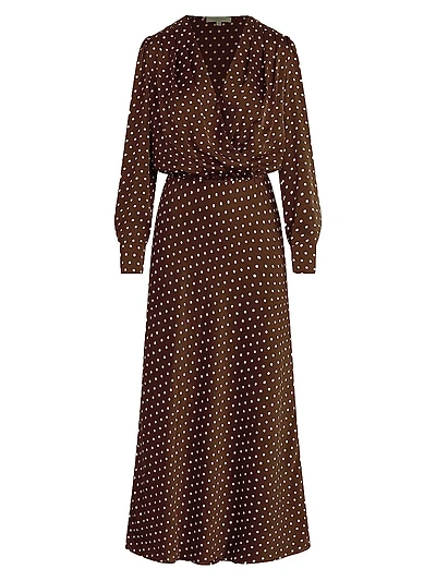 The Nita Polka Dot Pleated Maxi Dress