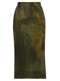 Brushstroke Pleated Pencil Skirt