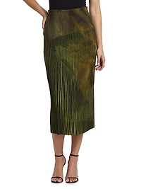 Brushstroke Pleated Pencil Skirt