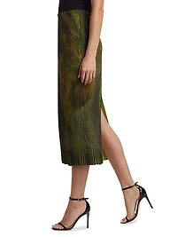 Brushstroke Pleated Pencil Skirt