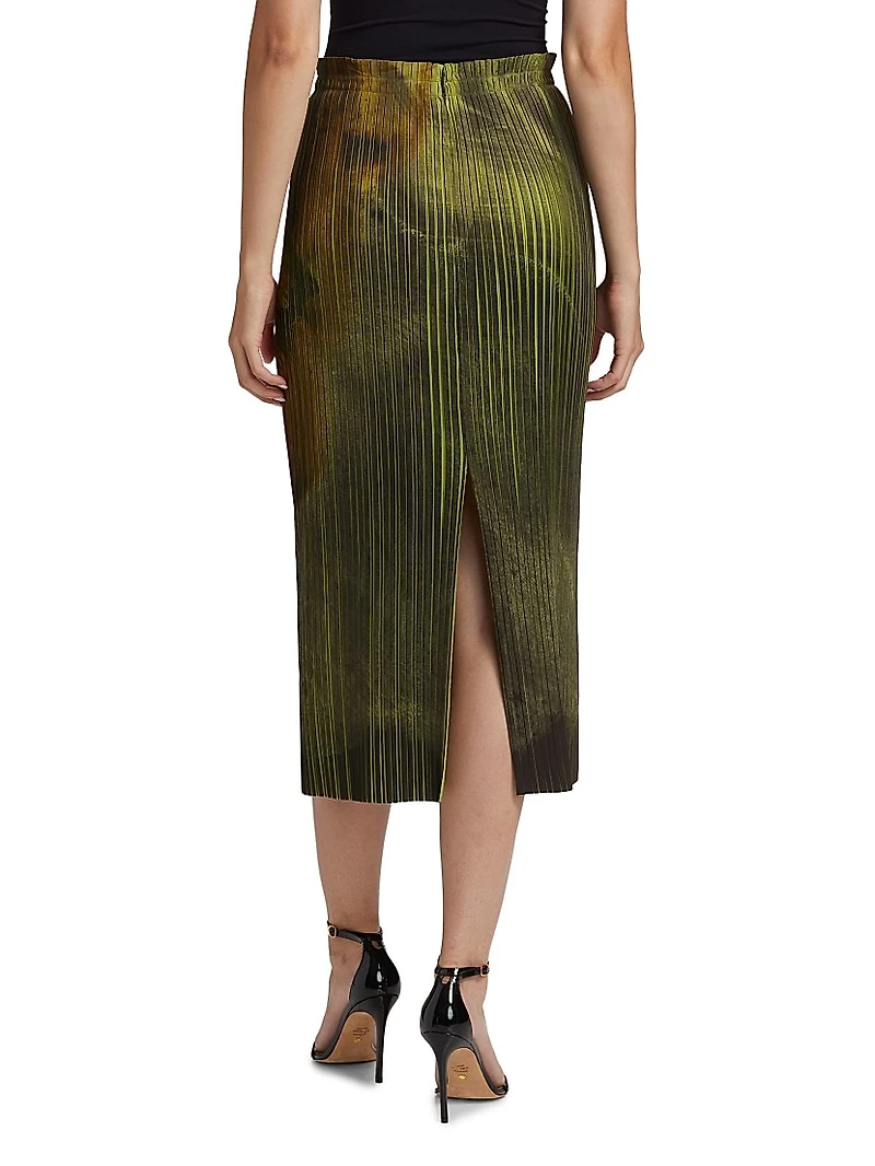 Brushstroke Pleated Pencil Skirt