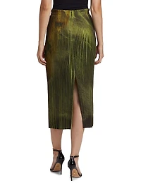 Brushstroke Pleated Pencil Skirt