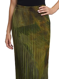 Brushstroke Pleated Pencil Skirt