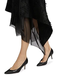 Asymmetrical Frayed Jacquard Midi-Dress