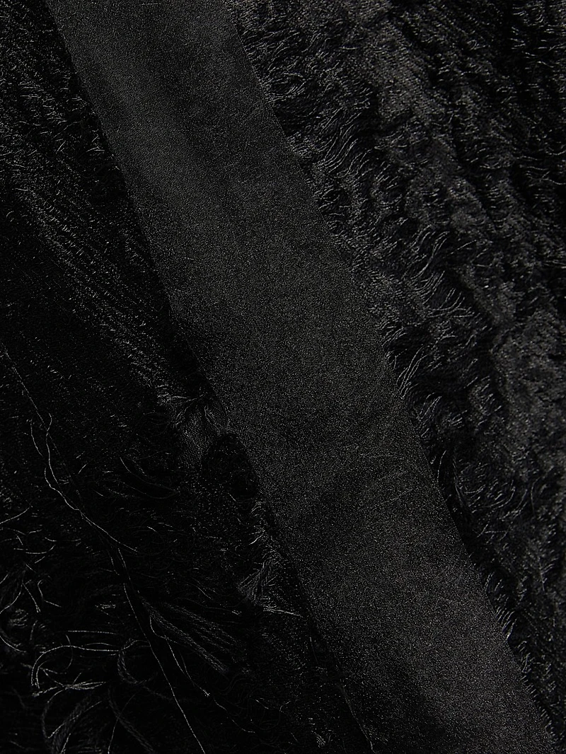 Asymmetrical Frayed Jacquard Midi-Dress