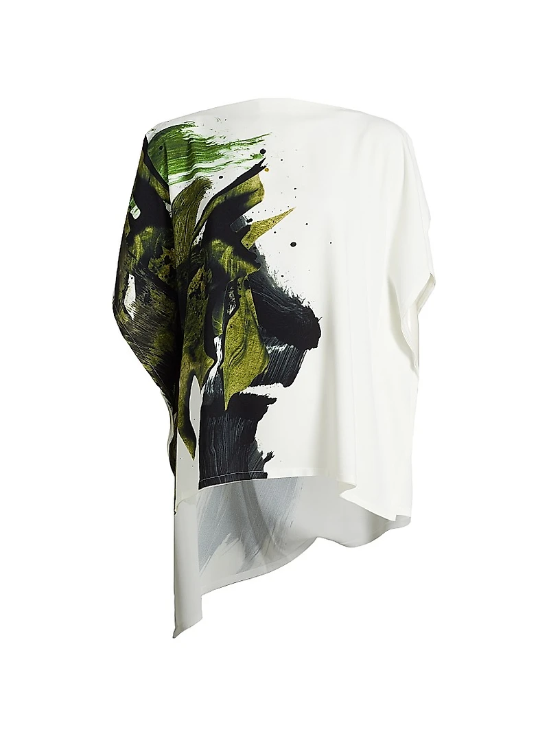 Brushstroke Print Asymmetric Top