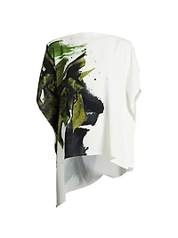 Brushstroke Print Asymmetric Top
