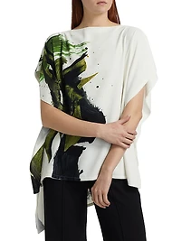 Brushstroke Print Asymmetric Top