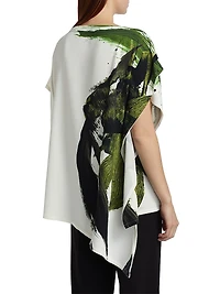 Brushstroke Print Asymmetric Top