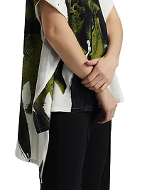 Brushstroke Print Asymmetric Top