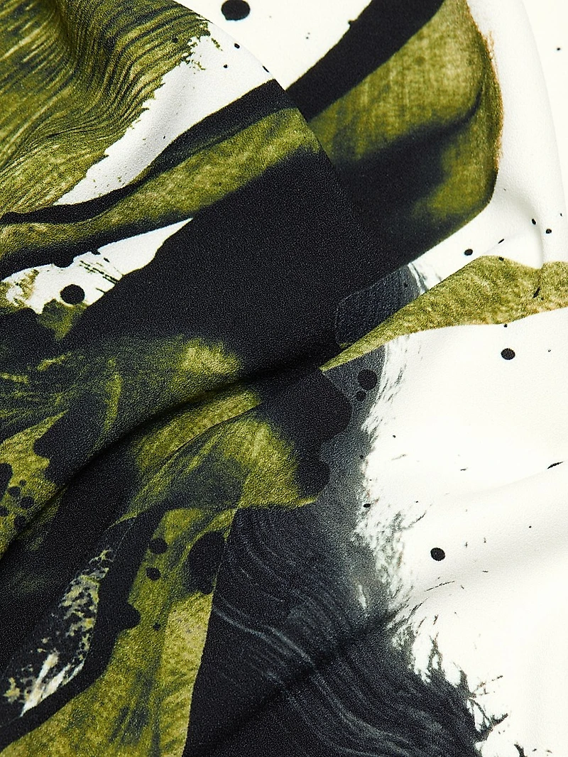 Brushstroke Print Asymmetric Top