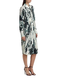 Brushstroke Pleated Shirtdress