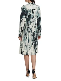 Brushstroke Pleated Shirtdress
