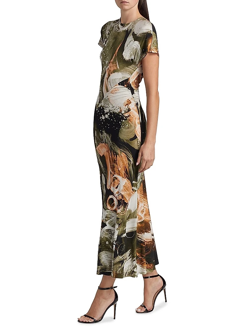 Brushstroke Jersey Maxi-Dress