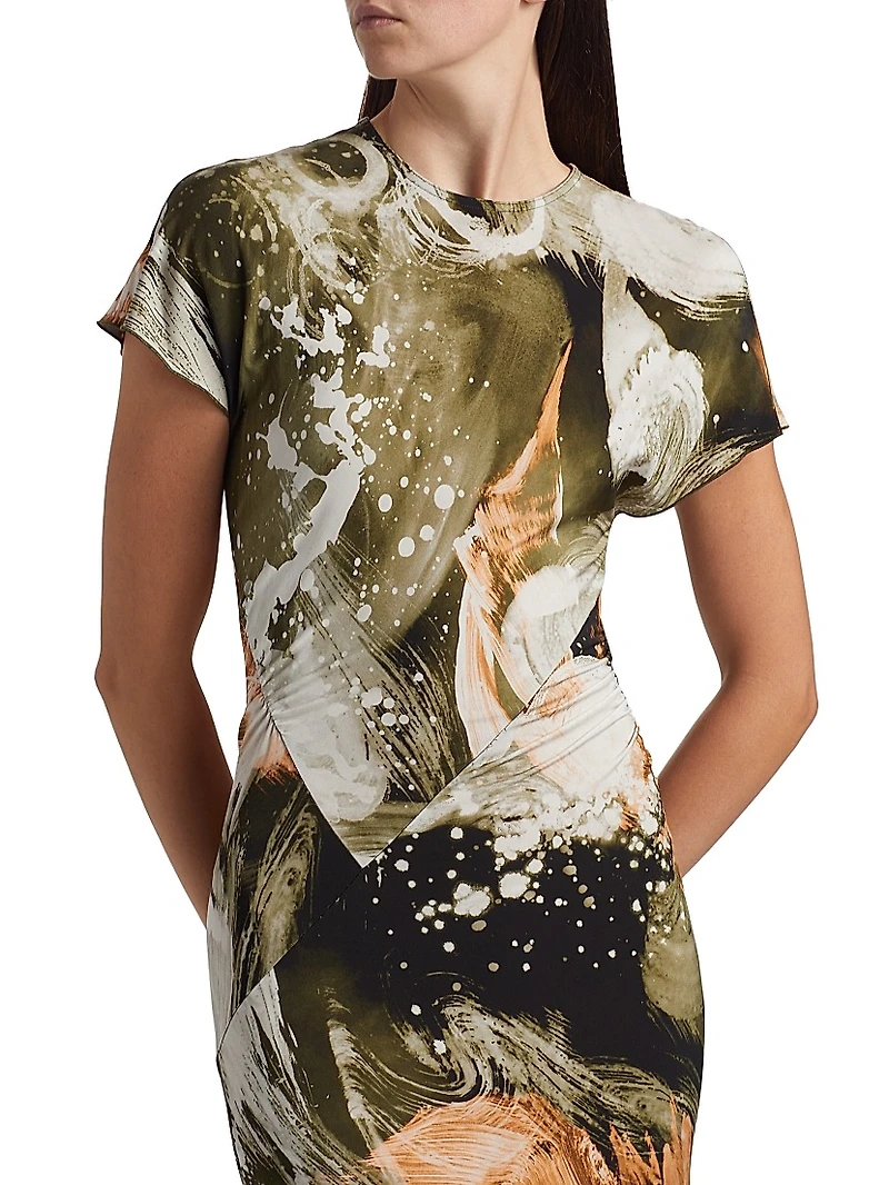 Brushstroke Jersey Maxi-Dress