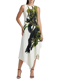 Painterly Crepe Midi-Dress