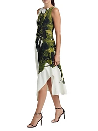 Painterly Crepe Midi-Dress