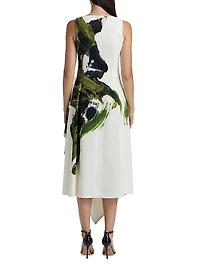 Painterly Crepe Midi-Dress