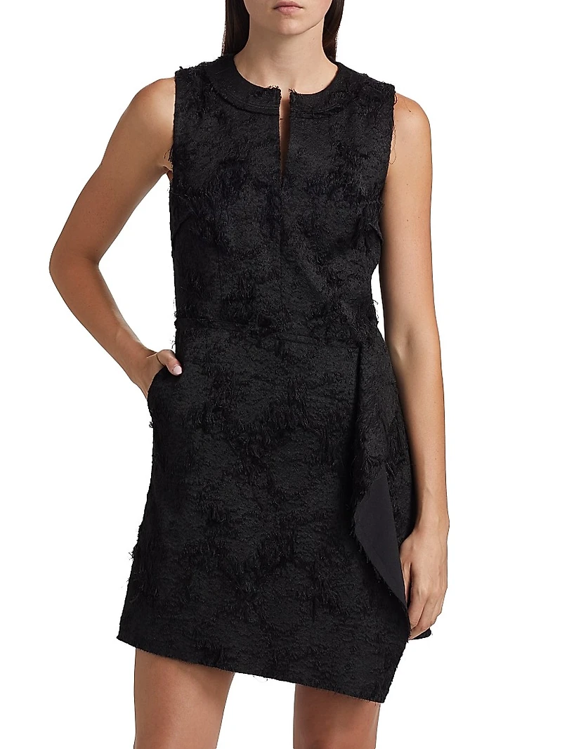 Frayed Cotton Jacquard Minidress