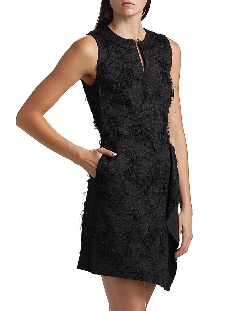 Frayed Cotton Jacquard Minidress