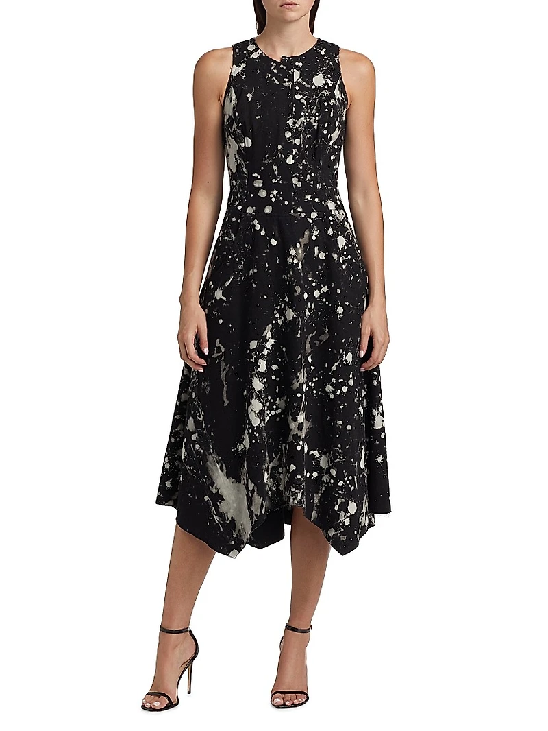 Splatter Cotton Midi-Dress