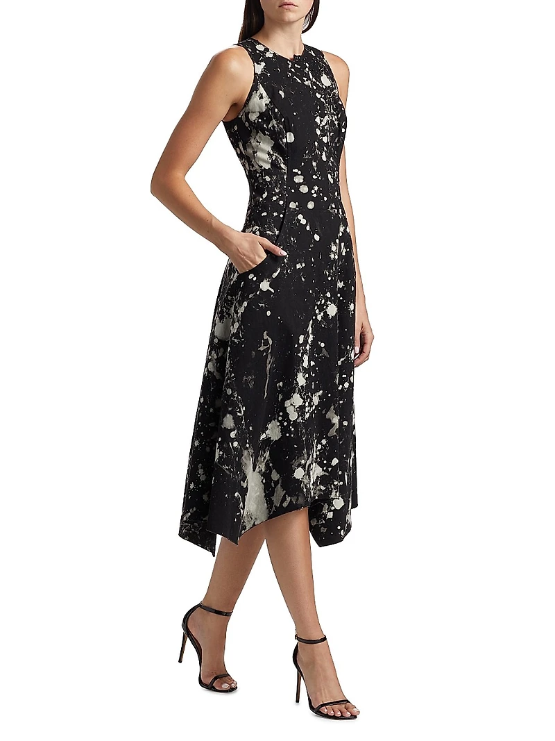Splatter Cotton Midi-Dress