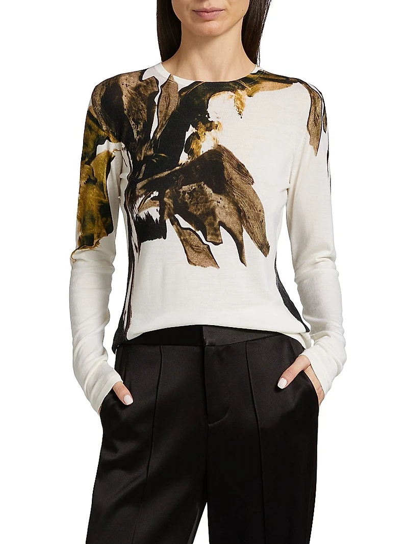 Brushstroke Wool Crewneck Sweater