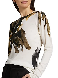 Brushstroke Wool Crewneck Sweater