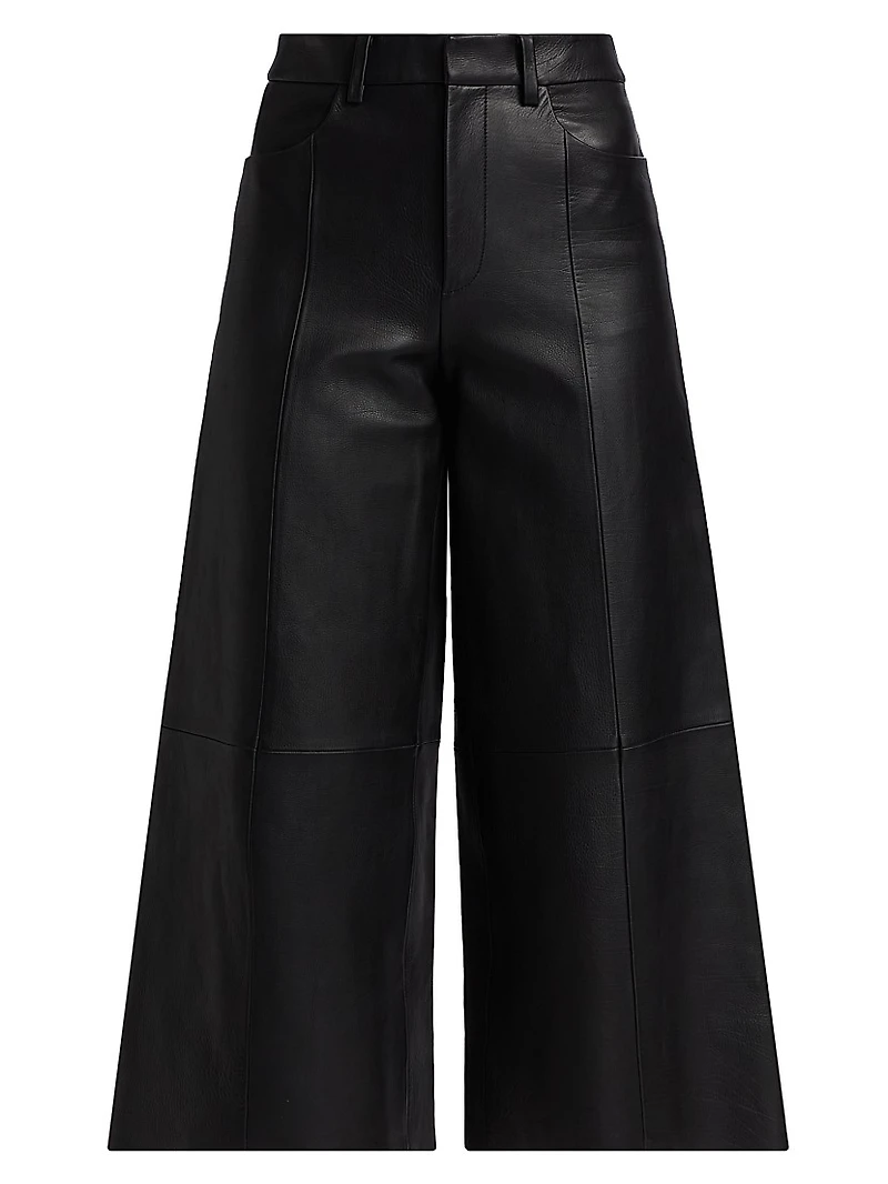 Leather High-Rise Crop Pants