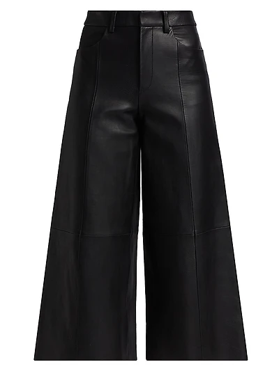 Leather High-Rise Crop Pants