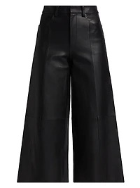 Leather High-Rise Crop Pants
